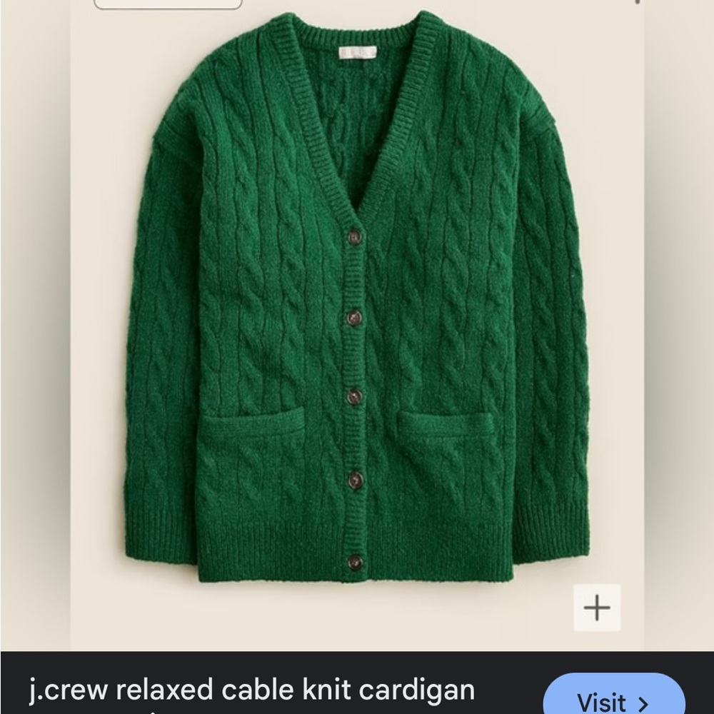 J. Crew Emerald Cable Knit Cardigan
